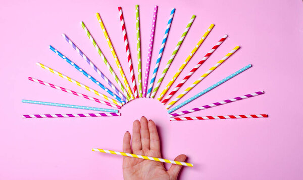 Colorful drink straws for background