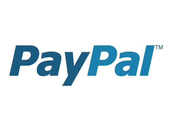 PayPal logosu beyaz kağıt üzerine basılmış