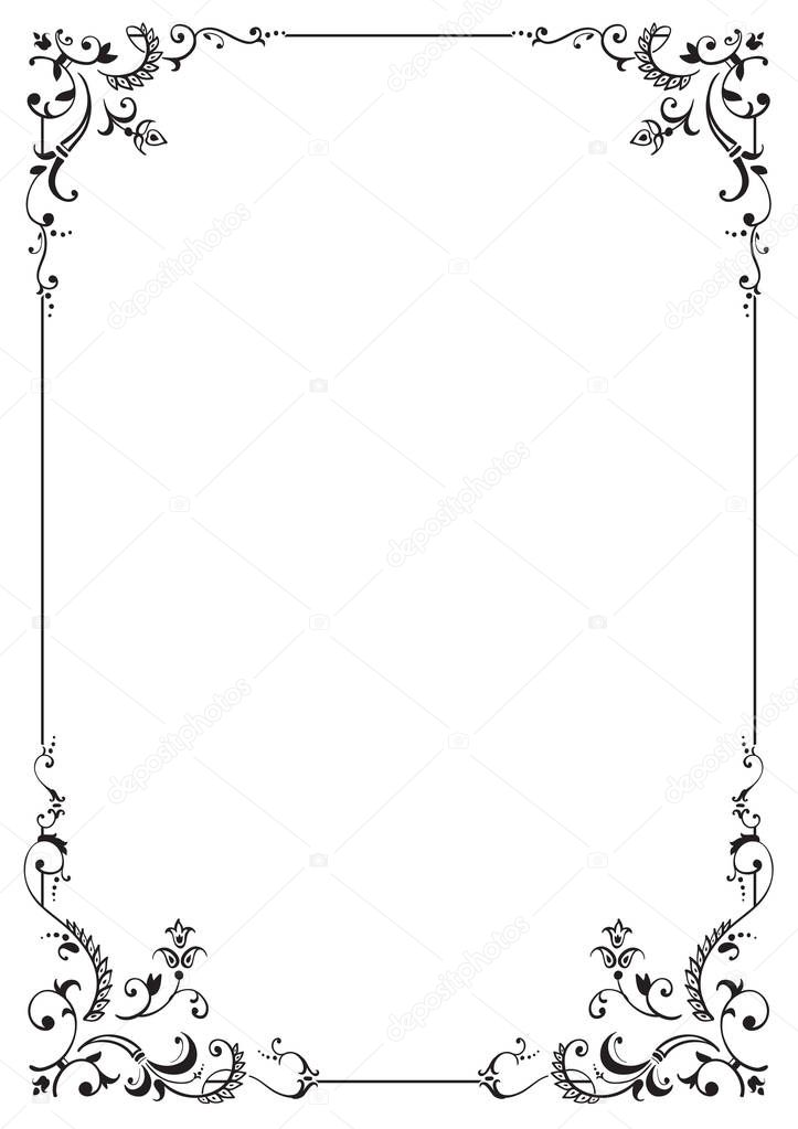 Calligraphic frame and page decoration. Vector illustration