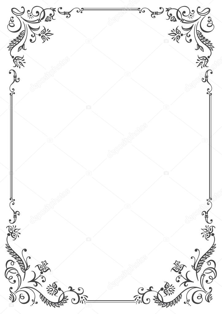 Calligraphic frame and page decoration. Vector illustration