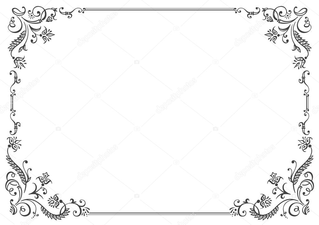 Calligraphic frame and page decoration. Vector illustration