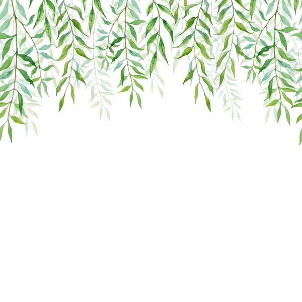 Horizontal Seamless background with branches and leaves of willows — Stock Vector