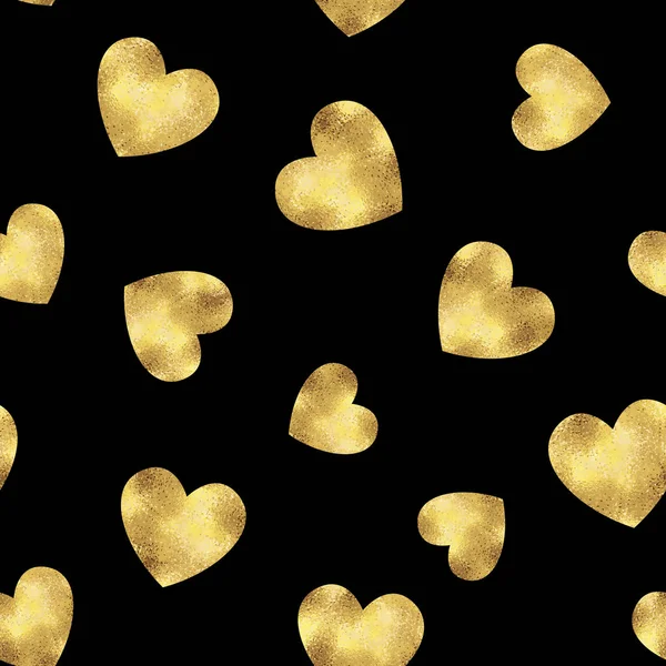 Gold glitzernde Folie nahtlosen Muster Hintergrund mit Herzen — Stockvektor