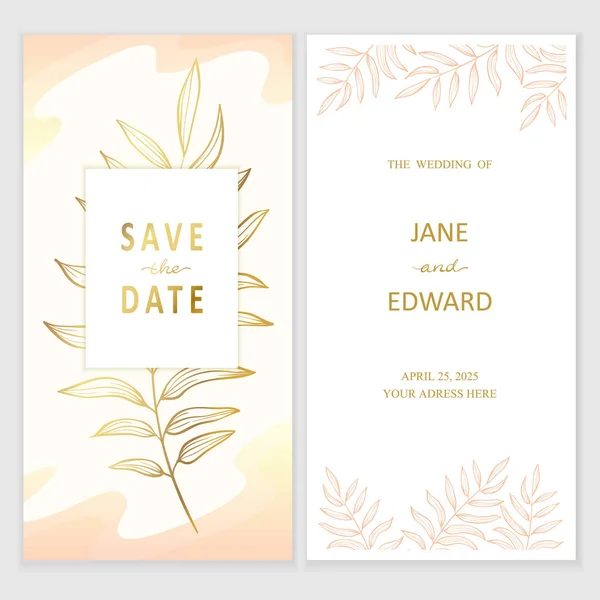 Floral vector card, wedding invitation. Can be used for - save the date, mothers day, valentines day, birthday cards. — Stock Vector