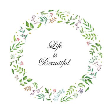 Çiçek dalı vektör çerçeve, çelenk Çiçek pembe gül, yaprakları. Düğün konsepti. Çiçek afiş, davet.