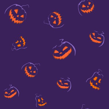 Vektör Sorunsuz Cadılar Bayramı Deseni. Komik balkabağı. Tatil için dekorasyon, sonbahar dekor, karalama