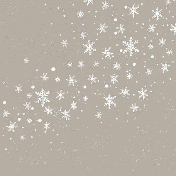 Fondo de invierno vectorial con nieve dibujada a mano y copos de nieve . — Vector de stock