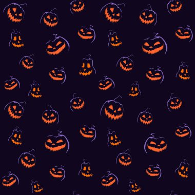 Vektör Sorunsuz Cadılar Bayramı Deseni. Komik balkabağı. Tatil için dekorasyon, sonbahar dekor, karalama