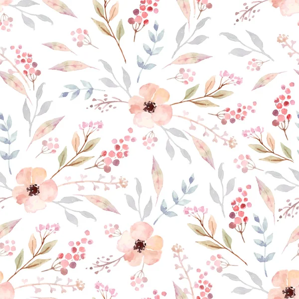 Padrão sem costura aquarela com flores. Desenho de fundo floral . — Vetor de Stock