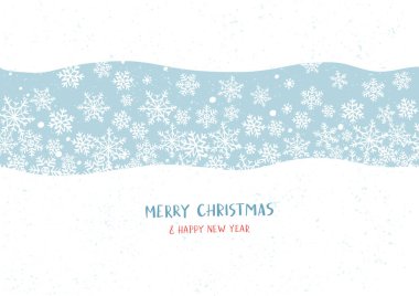 Kış tatili ya da Noel arkaplanı Çam dalları ve kar taneleriyle.