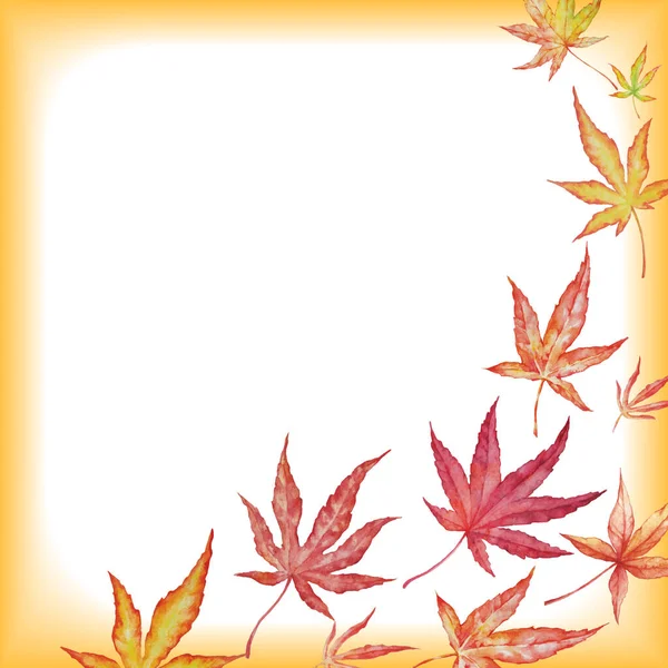 Watercolor Autumn Maple Leaves White Background Autumn Card Design — Stock Vector