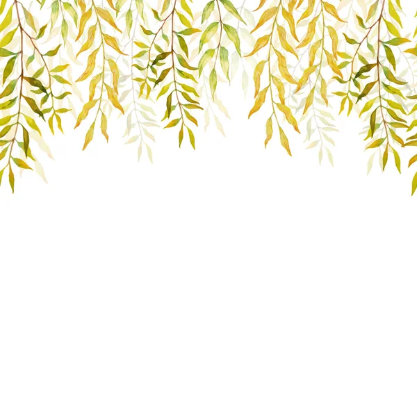 Horizontal Fondo Sin Costuras Con Ramas Otoño Hojas Sauces Ramas — Vector de stock