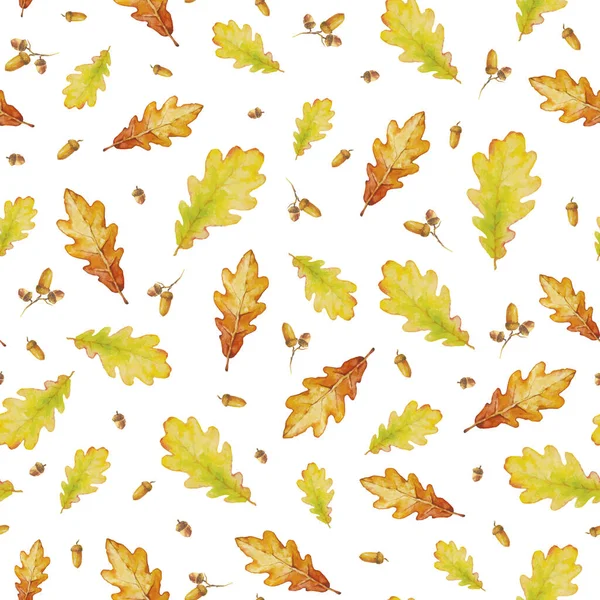 Vector Watercolor Seamless Pattern Autumn Leaves Floral Background Design Autumn — Stock Vector