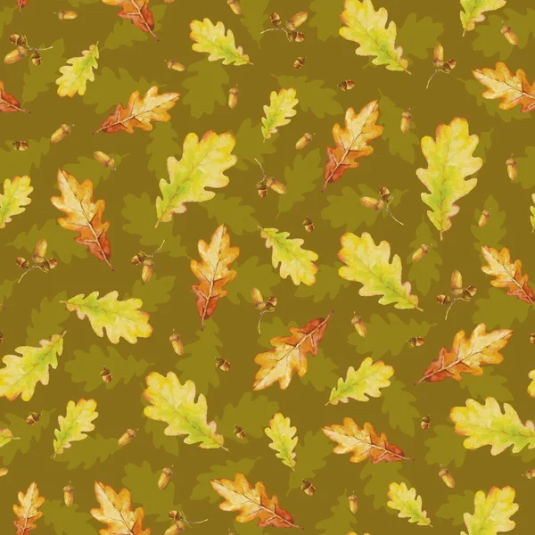 Vector Watercolor Seamless Pattern Autumn Leaves Floral Background Design Autumn — Stock Vector