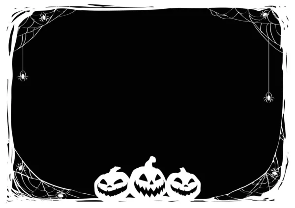 Halloween Fekete Háttér Denevérek Pókok Jack Lanterns Vektor Plakát Illusztráció — Stock Vector