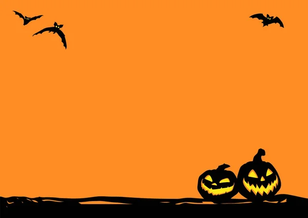 Fond Nuit Halloween Avec Chauves Souris Citrouille Jack Lanterns Illustration — Image vectorielle