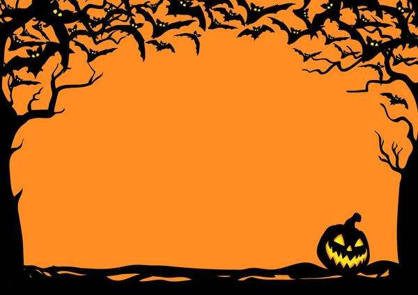 Wieczorne Tło Halloween Nietoperzami Jackiem Lanternsem Ilustracja Plakatu Wektorowego Miejscem — Wektor stockowy