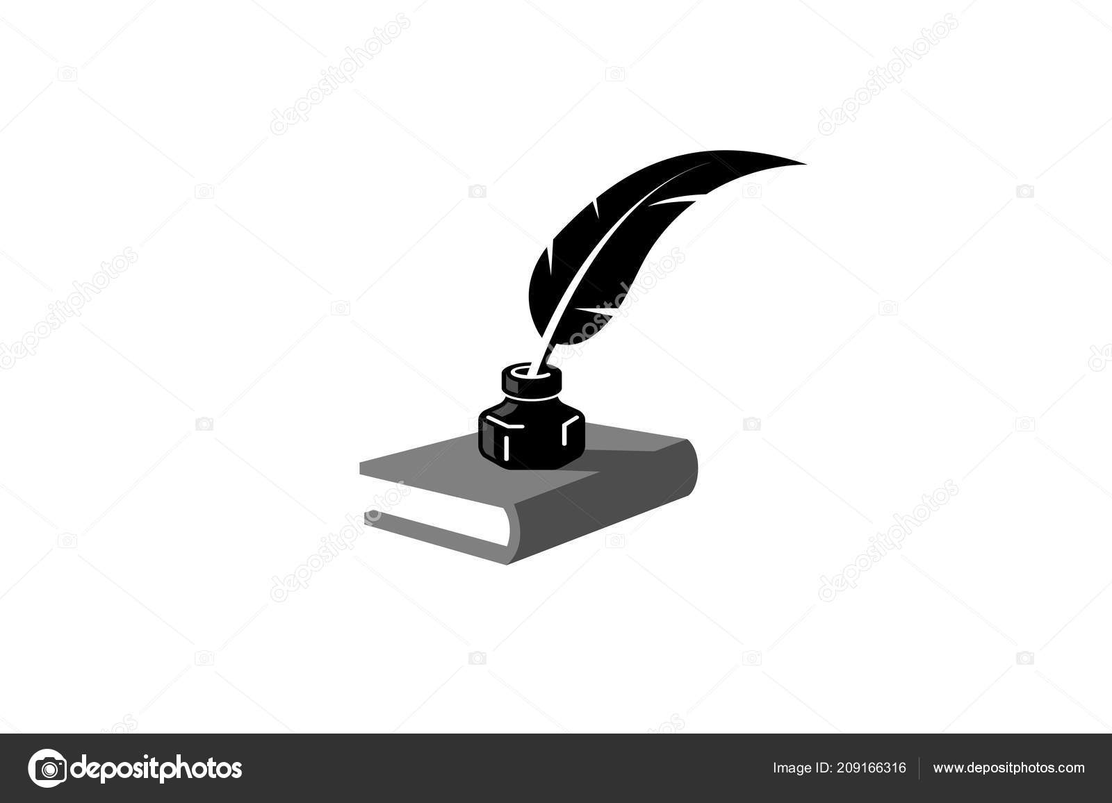 Pen And Ink Logo Feather Ink Book Logo Symbol Vector Design