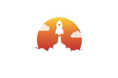 Yaratıcı turuncu güneş roket bulut Logo tasarlamak
