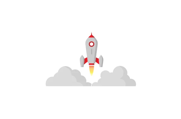 Kreativ Rot Rakete Grau Wolke Rauch Logo Design Illustration — Stockvektor