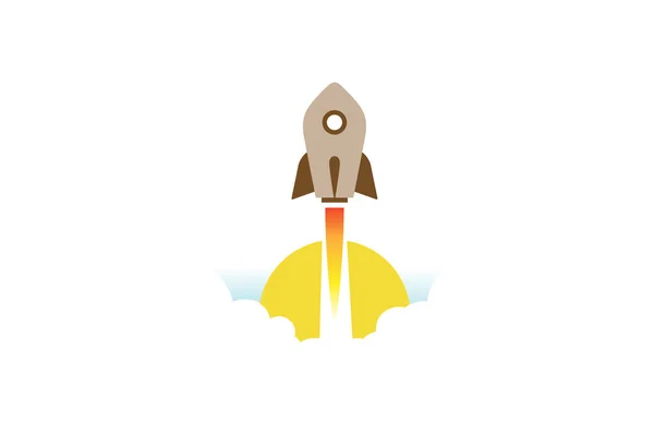 Creative Blue Rocket Sun Logo Design Illustration — Stock Vector