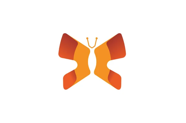 Kreativ Abstrakt Orange Schmetterling Logo Symbol Vektor Design Illustration — Stockvektor