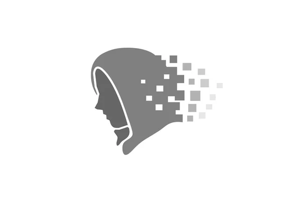 Hacker Cara Oculta Pixel Logo Símbolo Vector Diseño Ilustración — Vector de stock
