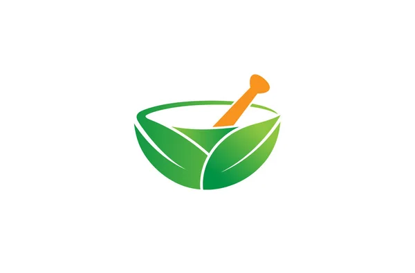 Abstrato Herbal Farmácia Argamassa Logo Design Ilustração — Vetor de Stock