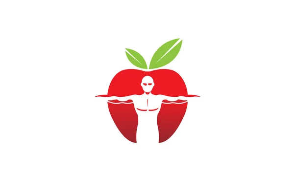 Illustration Conception Logo Apple Bodybuilder — Image vectorielle