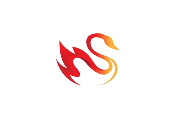 創造的な火災オレンジ抽象白鳥ロゴ設計図 — ストックベクタ