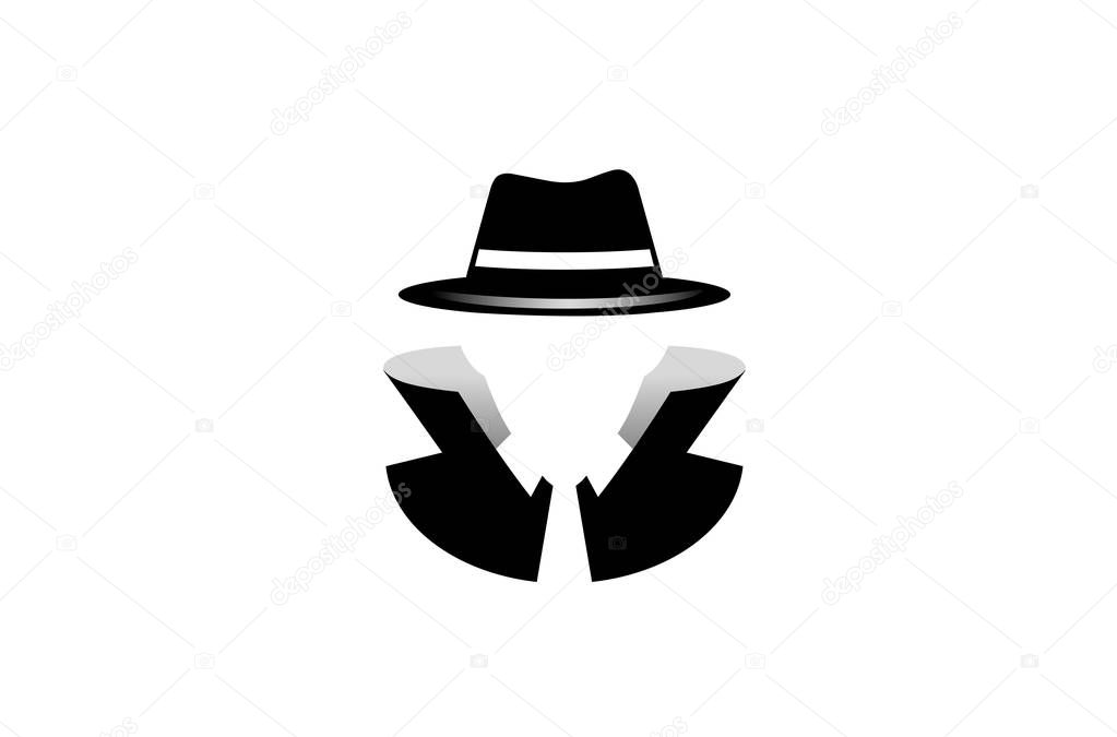 Detective Hidden Face Logo Symbol Vector Design Illustration