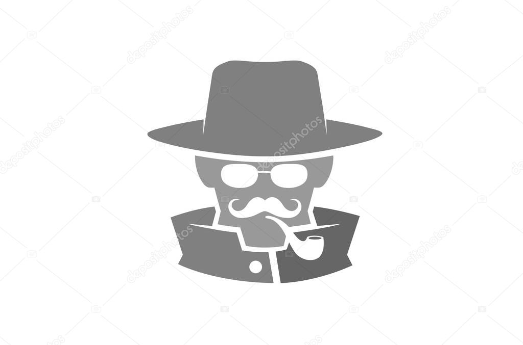 Detective Head sheriff Logo Symbol Vector Illustration