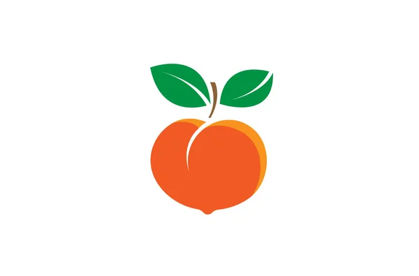 Logotipo Semilla Fruta Melocotón Símbolo Diseño Vectorial Ilustración — Archivo Imágenes Vectoriales