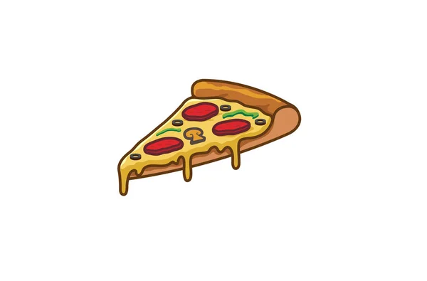 Delicious Pizza Slice Logo Symbol Vector Design Illustration — Stock Vector