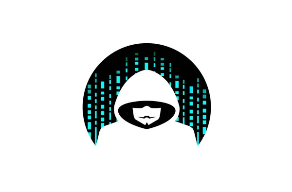 Ilustração Projeto Logotipo Hacker — Vetor de Stock