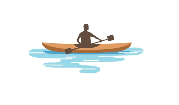 Creative Traditional Boat Man Rowing Symbol Logo Illustration — Stock Vector