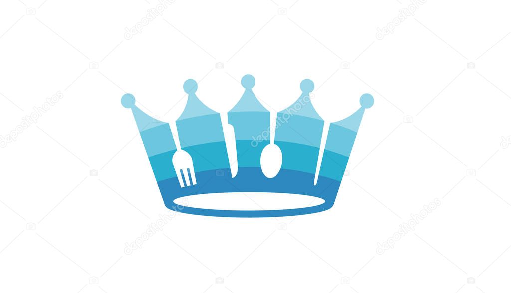 King Crown Blue Food Logo Design Illustration