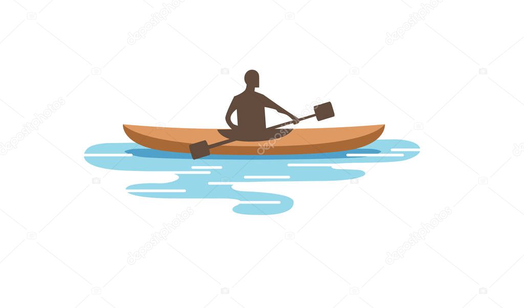 Creative Traditional Boat Man Rowing Symbol Logo Illustration