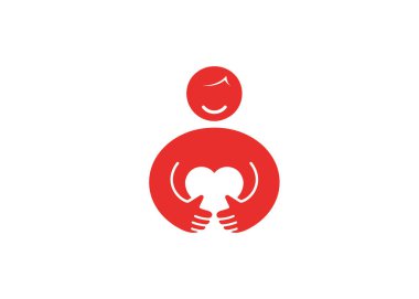 Yaratıcı mutlu soyut insan kalp aşk Logo simge tasarlamak Holding