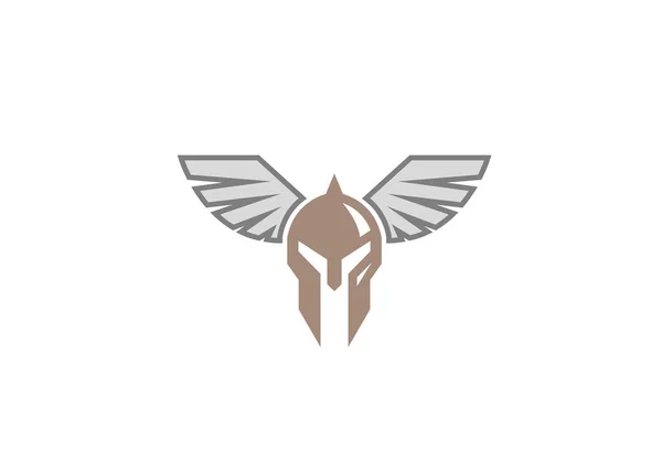 Creatieve Spartaanse Viking Helm Vleugel Logo Vector — Stockvector