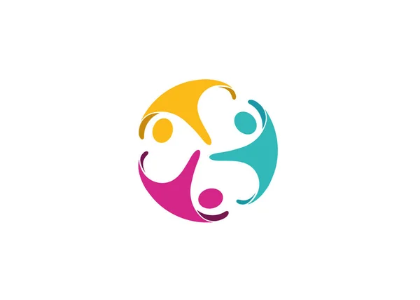 Logo Créatif Coloré Trois Personnes — Image vectorielle