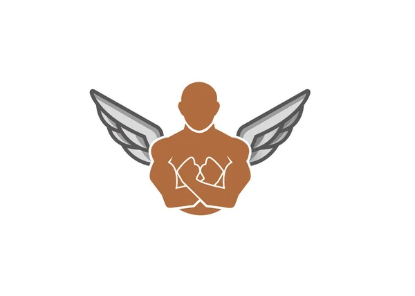 Kreativní Tělocvična Fitness Kulturista Tělo Křídla Logo Návrh Symbolu Vektor — Stockový vektor