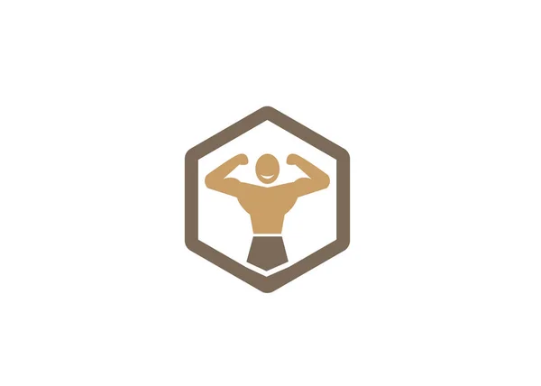 Kreatywny Silny Ciało Siłownia Hexagon Logo Wektor Design Ilustracja — Wektor stockowy