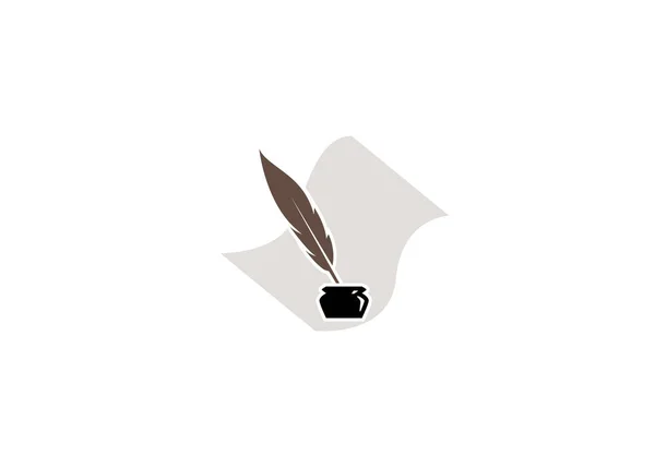 Illustration Vectorielle Symbole Conception Logo Encre Plume Papier Créatif — Image vectorielle