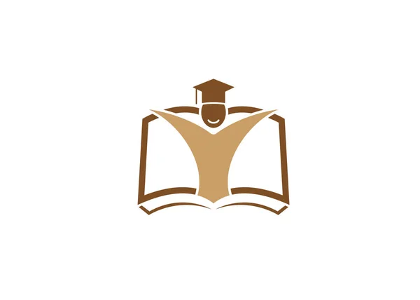 Kreative Graduierte Student Öffnen Buch Logo Design Symbol Vektor Illustration — Stockvektor