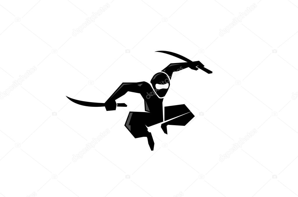 Creative Black Ninja Logo Vector Design Illustration
