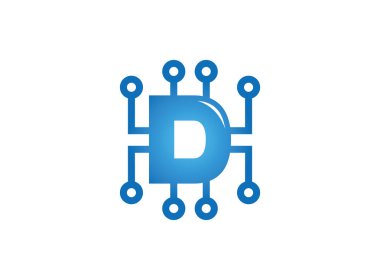 Yaratıcı D Letter teknoloji logosu vektör tasarım Illustration