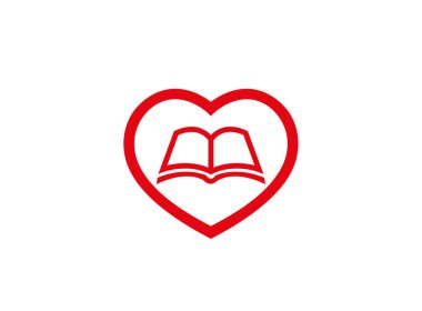 Yaratıcı kalp aşk kitap logosu vektör tasarım Illustration