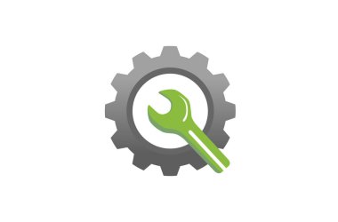 Yaratıcı dişli anahtarı tek renkli logo tasarım Illustration