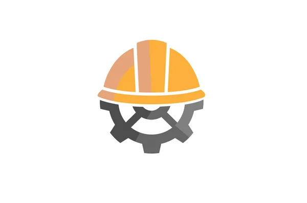 Creativo Amarillo Hardhat Casco Construcción Logo Diseño Ilustración — Archivo Imágenes Vectoriales